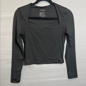 Reoria Midnight Horizon Square Neck Crop Top, Black, Size S